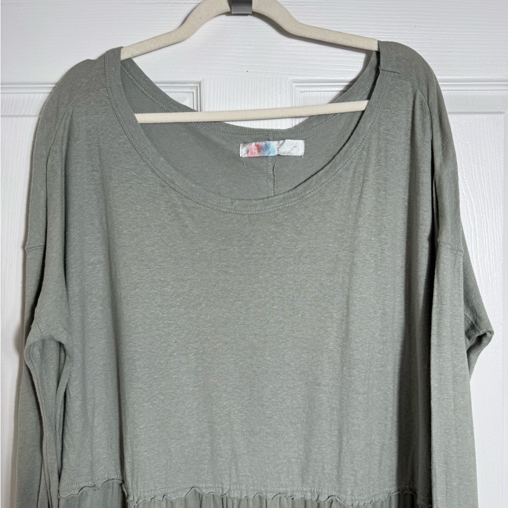Free People Beach Oversized Sage Green Maxi Dress Long Sleeve Boho LG - Picture 5 of 10